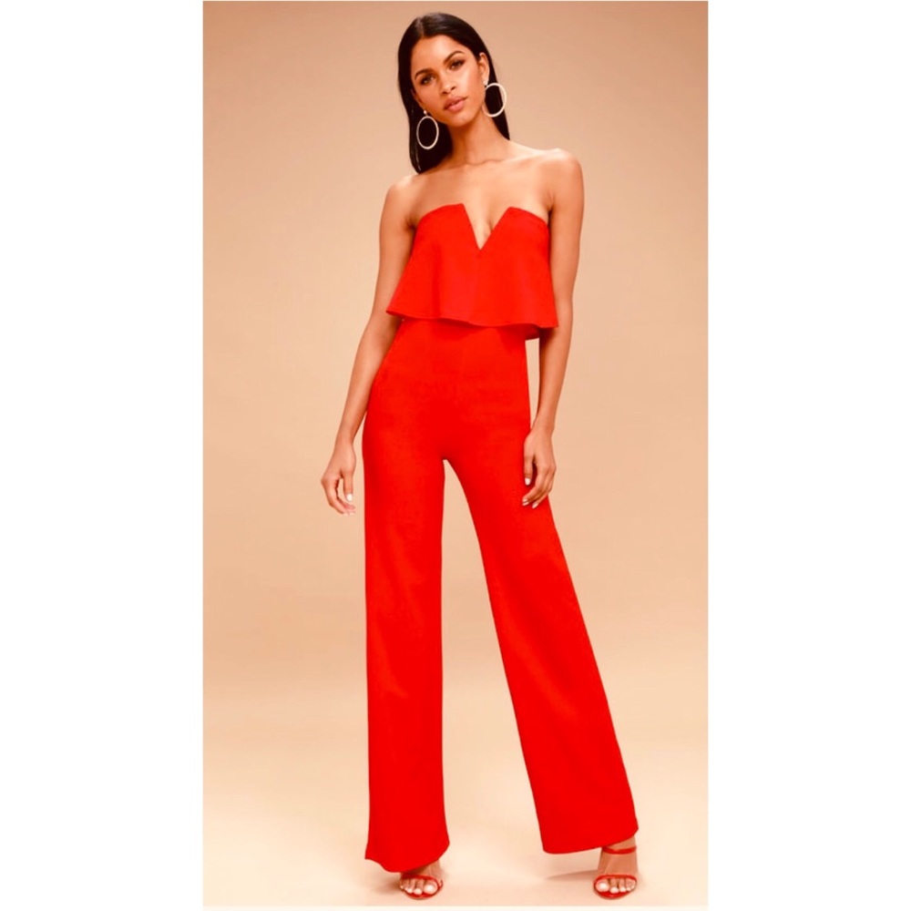 Power of Love Red Strapless Jumpsuit